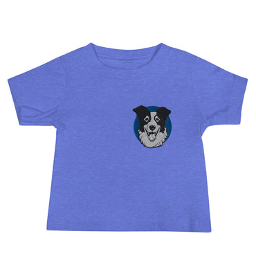 Embroidered Collie Craze Happy Blue Baby Jersey Short Sleeve Tee