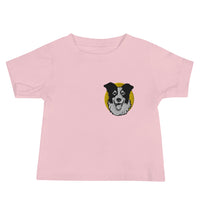 Embroidered Collie Craze Happy Yellow Baby Jersey Short Sleeve Tee