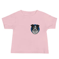 Embroidered Collie Craze Happy Blue Baby Jersey Short Sleeve Tee