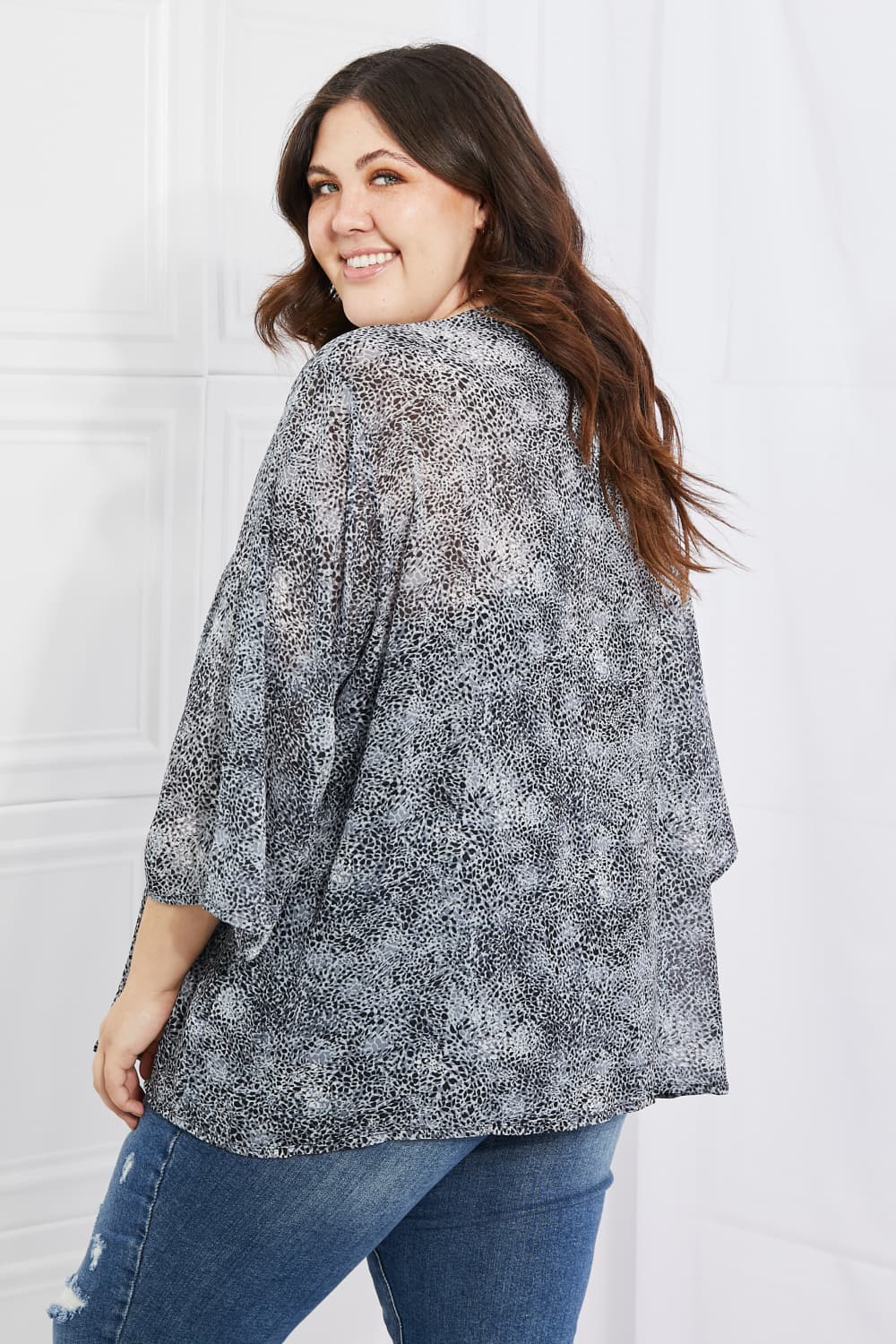 Dotty Snake Print Kimono Cardigan – Lightweight Chiffon Cover-Up