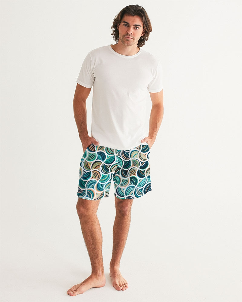 Men's Mosaic Print Swim Trunks with UPF 50+ 7"