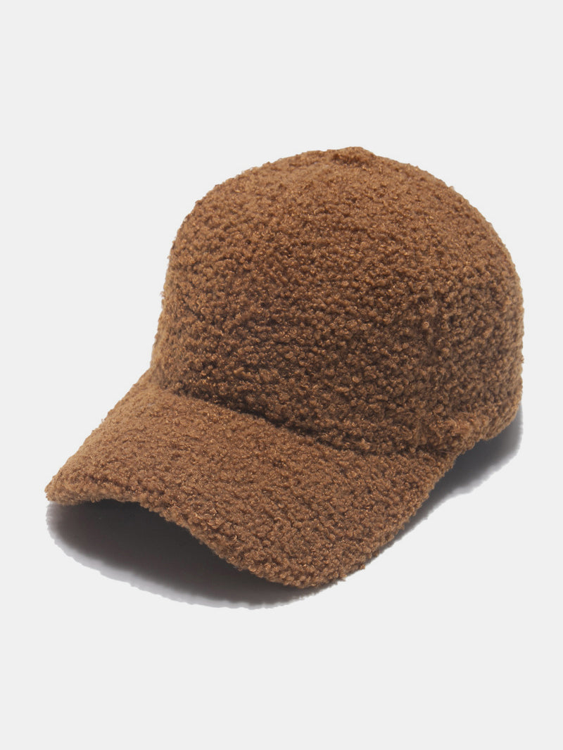 Fuzzy Baseball Cap – Adjustable Warm Polyester Hat in Multiple Colors