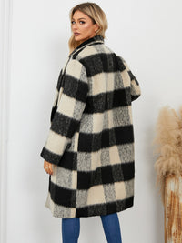 Plaid Double-Breasted Long Coat – Bold & Cozy Outerwear