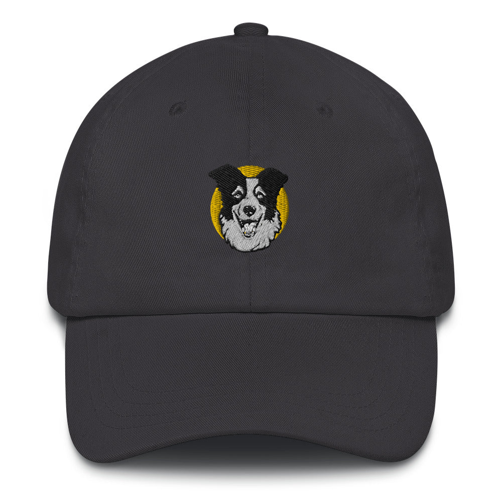 Embroidered Collie Craze Happy Blue Dad Hat