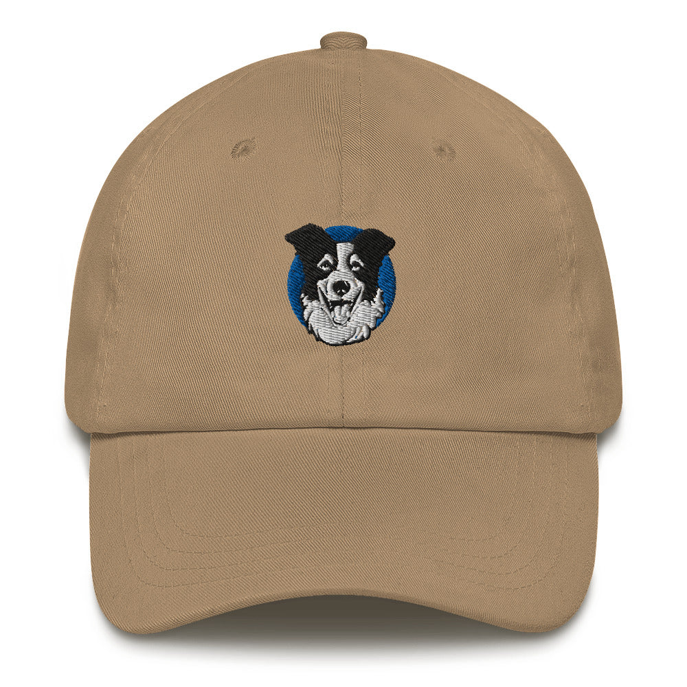 Embroidered Collie Craze Happy Blue Dad Hat