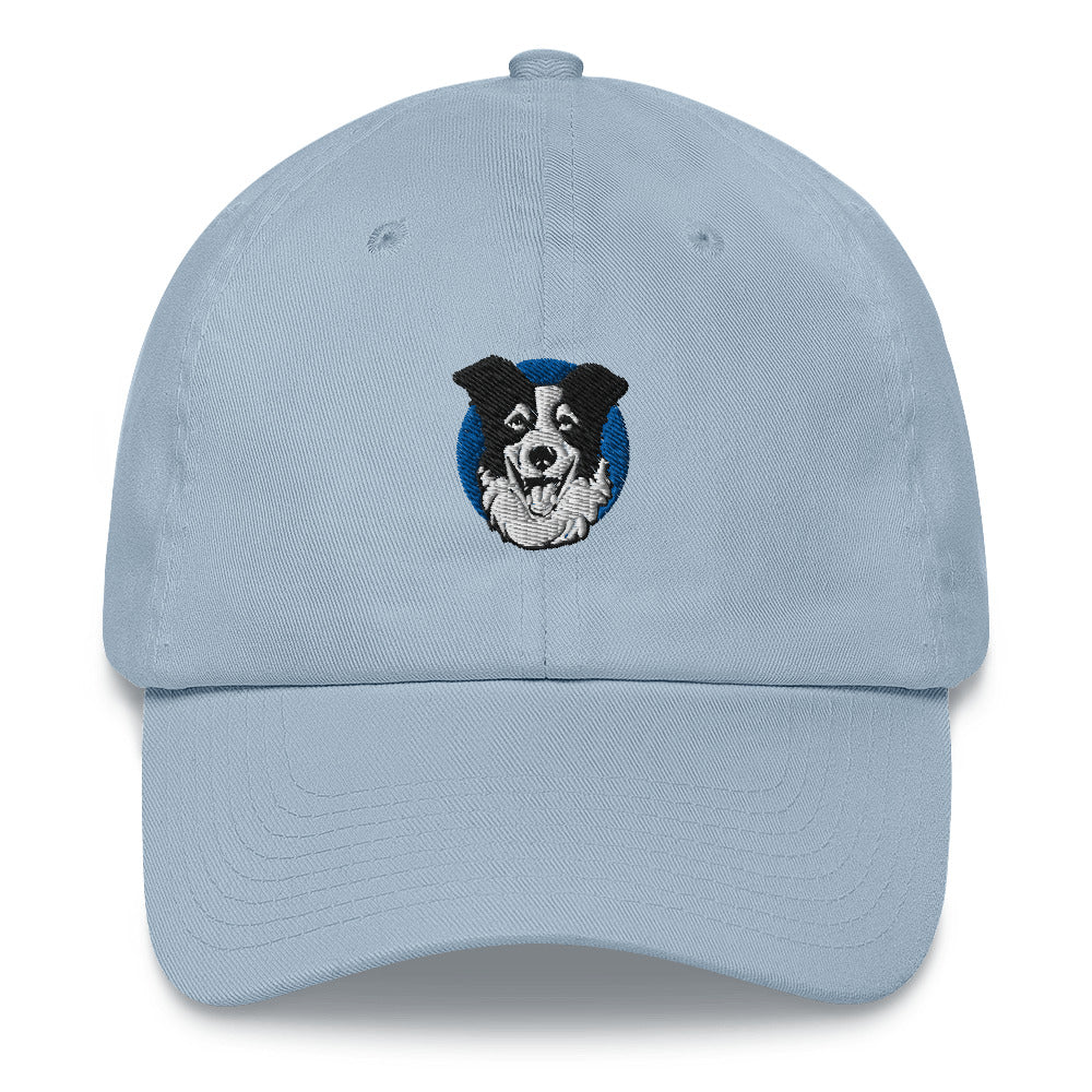 Embroidered Collie Craze Happy Blue Dad Hat