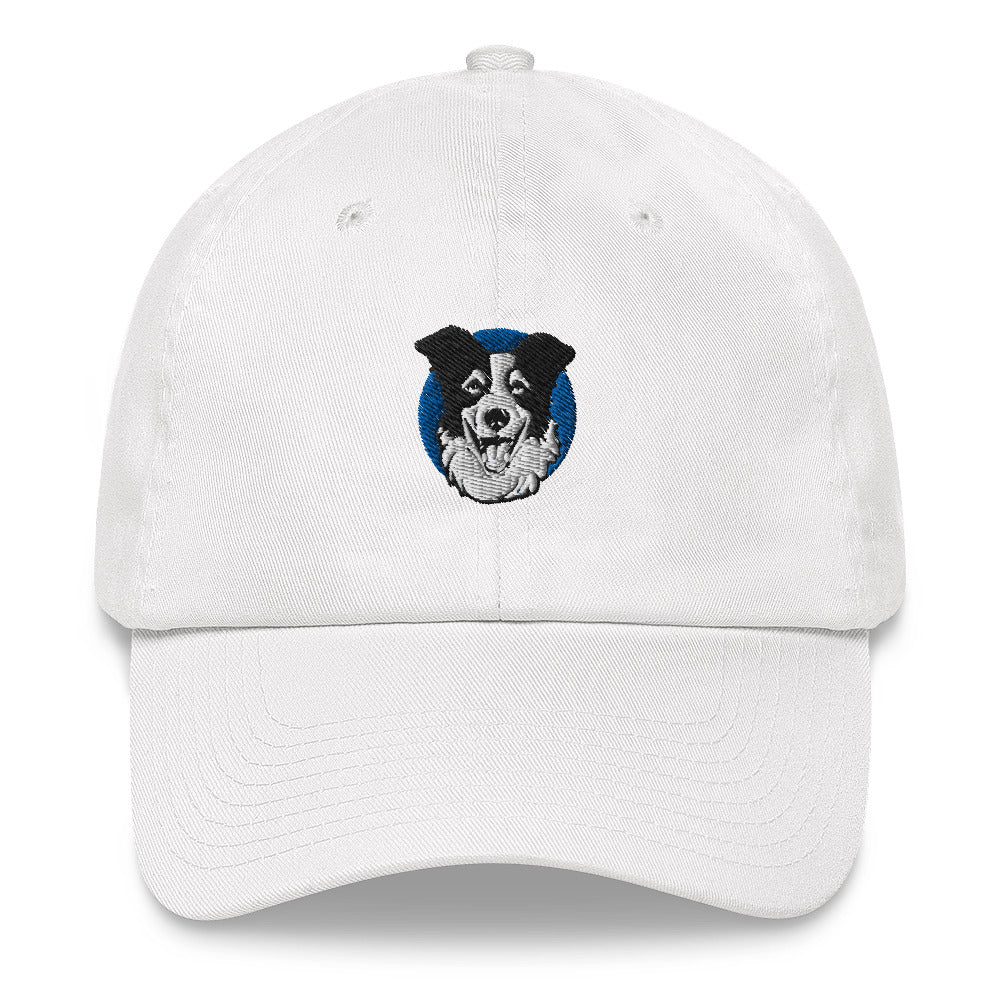 Embroidered Collie Craze Happy Blue Dad Hat