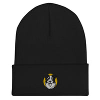 Embroidered Collie Craze Happy Yellow Cuffed Beanie