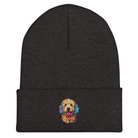 Doodle Boy Color Pop Embroidered Cuffed Beanie