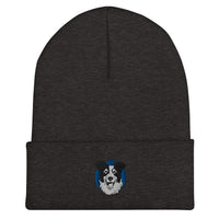 Embroidered Collie Craze Happy Blue Cuffed Beanie