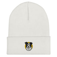 Embroidered Collie Craze Happy Yellow Cuffed Beanie