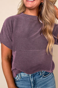 Women’s Ribbed Short-Sleeve Top – Casual & Comfortable with a Relaxed Fit