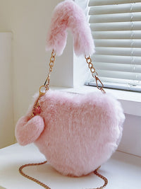 Heart-Shaped Faux Fur Handbag – Cute & Cozy Small Shoulder Bag