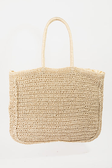 Flower Braided Tote Bag – Large Boho Woven Beach Bag