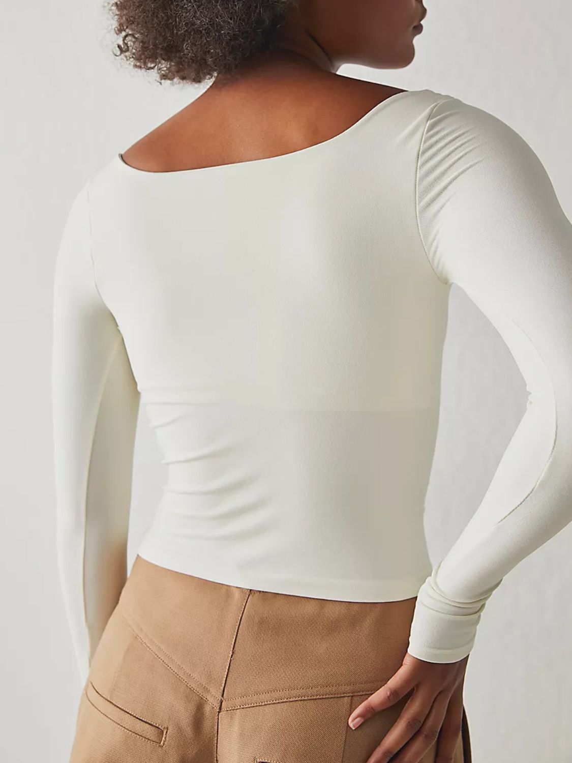 Women’s Square Neck Long-Sleeve Crop Top – Classic Basics in 6 Colors