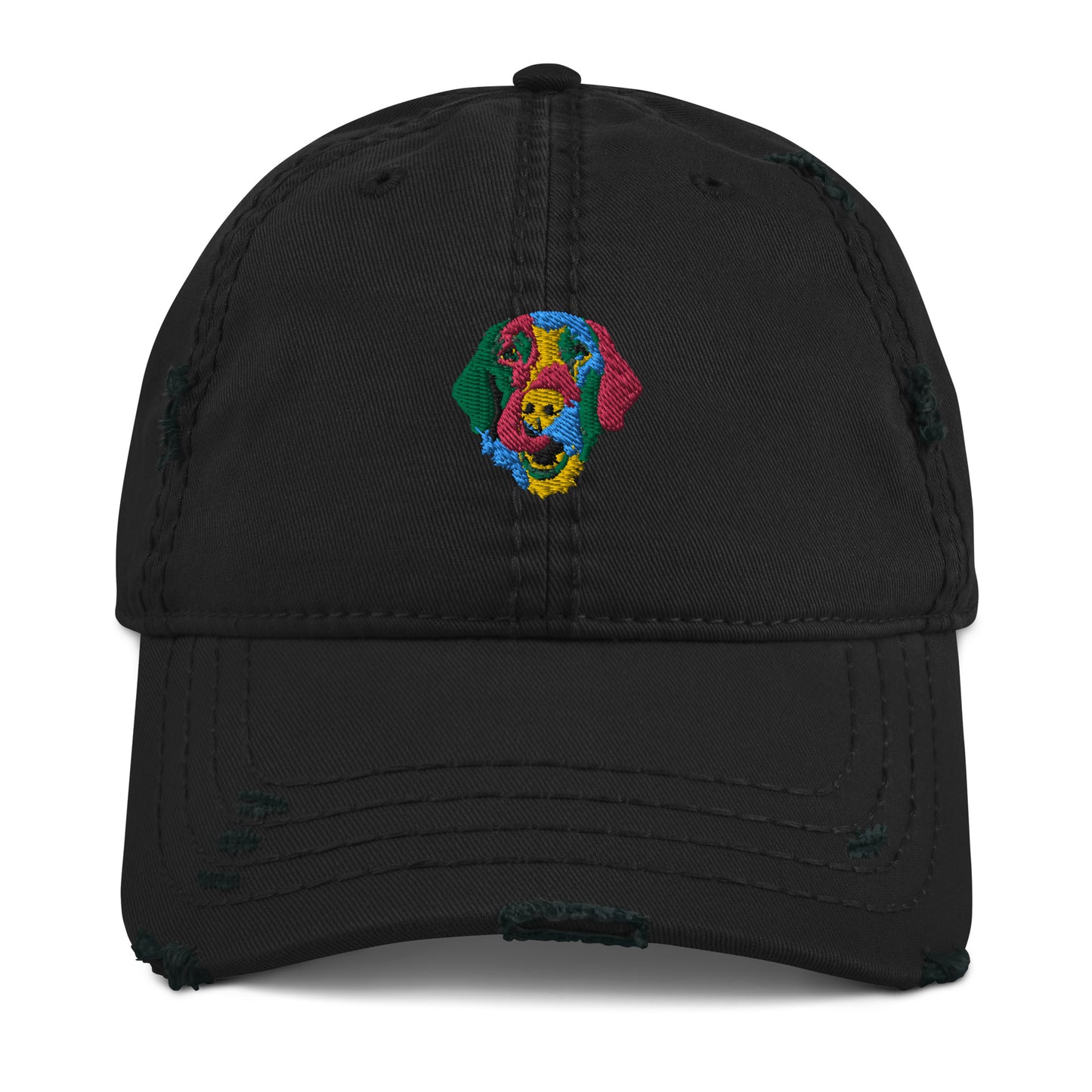 Embroidered Color Silly Lab Distressed Dad Hat