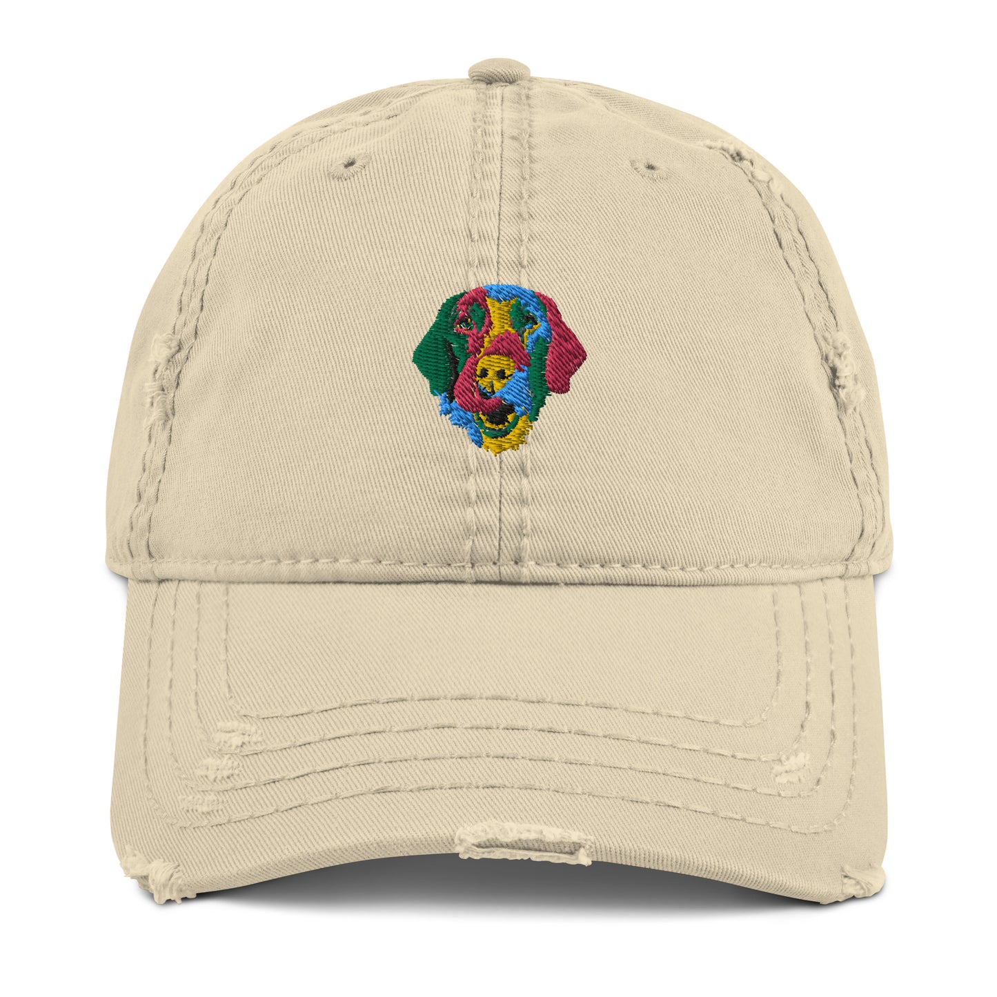 Embroidered Color Silly Lab Distressed Dad Hat