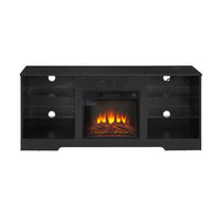 2-in-1 TV Stand with Electric Fireplace | Modern Black Design for TVs up to 62