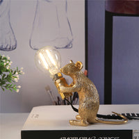 Nordic Resin Mouse Table Lamp - LED Night Light in White or Gold