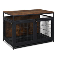 Multifunctional Dog Cage with Wooden Top - 37.4" x 22" x 25.6"