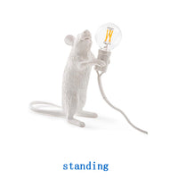 Nordic Resin Mouse Table Lamp - LED Night Light in White or Gold