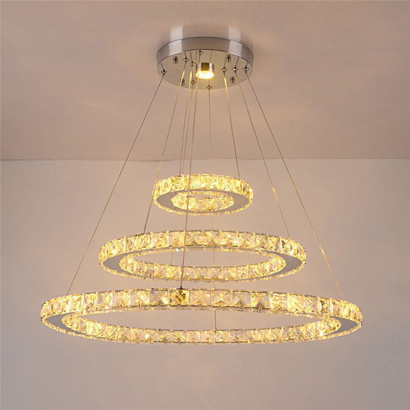 Elegant Crystal LED Pendant Light - Dimmable Modern Chandelier