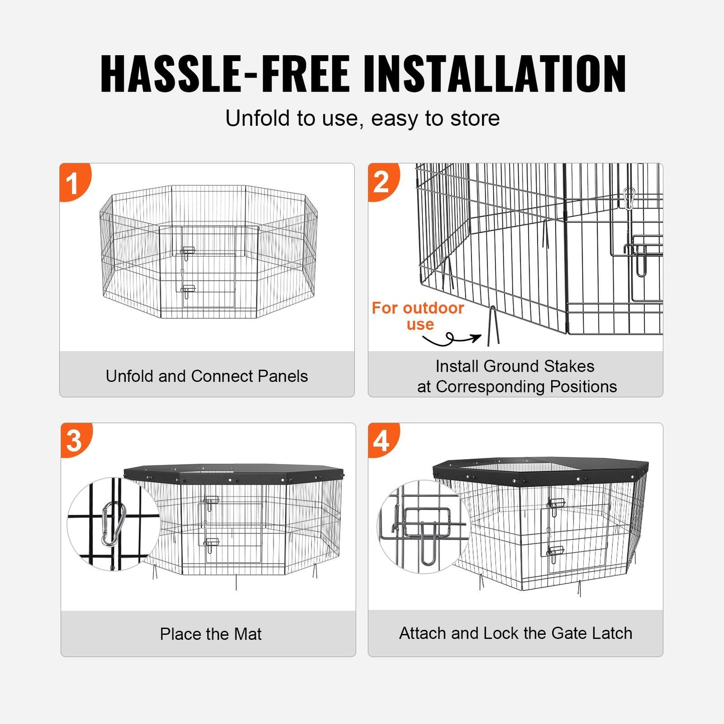 Octagonal Pet Playpen - 63" x 24" for Small and Medium Pets