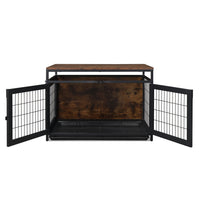 Multifunctional Dog Cage with Wooden Top - 37.4" x 22" x 25.6"