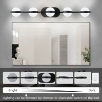 Modern 5-Light LED Bathroom Vanity Light - Frosted Glass Shades, Wall-Mounted Decorative Fixture