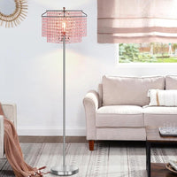 Elegant Crystal Floor Lamp with Double-Layer Shade – Chic Standing Lamp