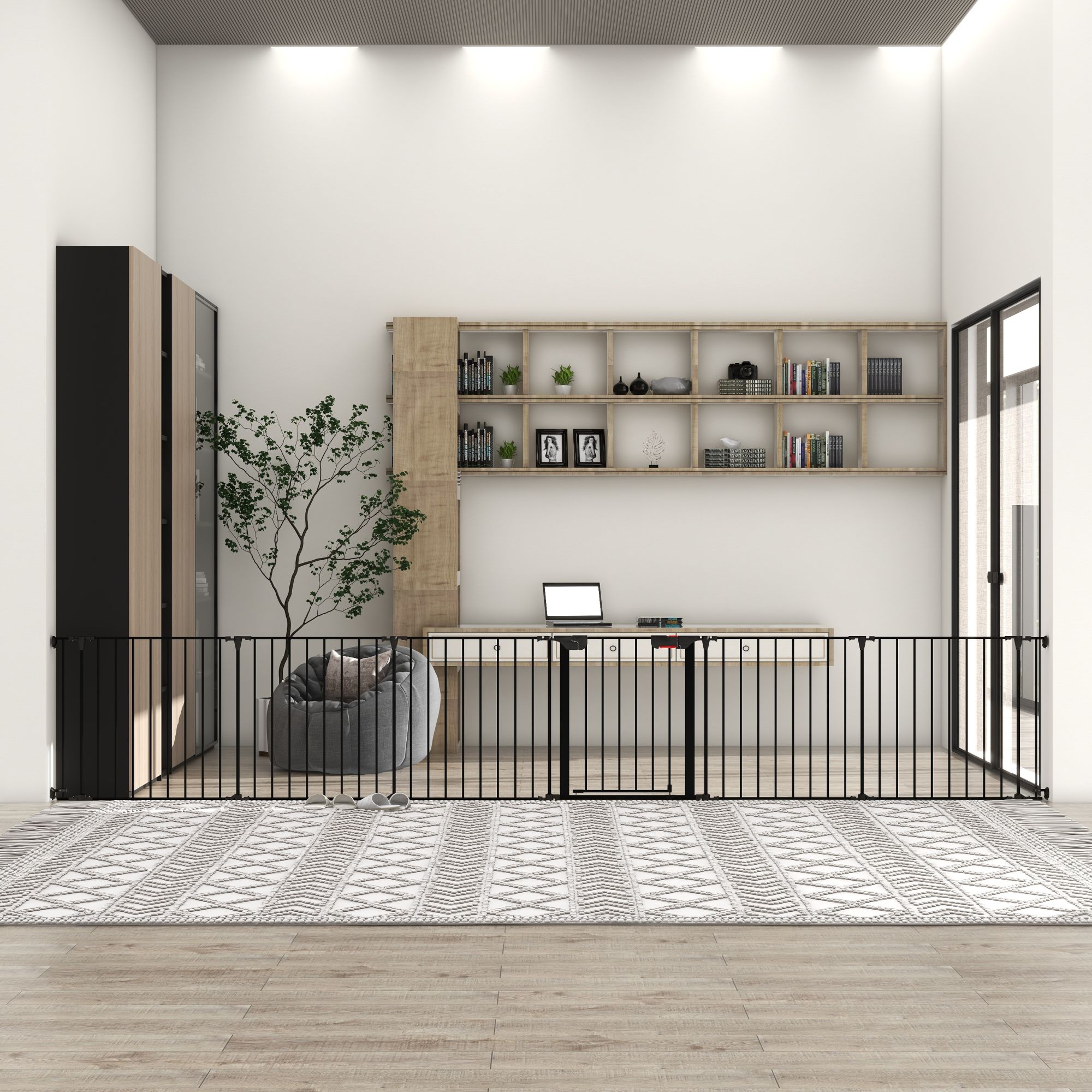 4-in-1 Configurable Metal Safety Gate with Walk-Through Door