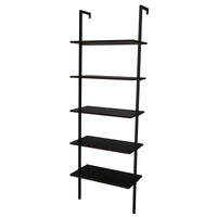 5-Tier Wall-Mounted Etagere Bookshelf -Black  Metal Frame, 70.87" Tall