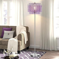 Elegant Crystal Floor Lamp with Double-Layer Shade – Chic Standing Lamp