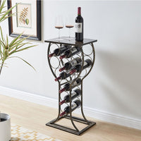 Elegant 11-Bottle Free Standing Wine Rack with Marble Top