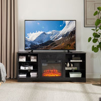 2-in-1 TV Stand with Electric Fireplace | Modern Black Design for TVs up to 62