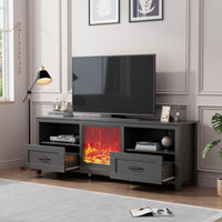 Modern Black TV Stand with Storage | Fits 60-79 Inch Screens