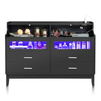 Modern Black LED Display Cabinet with USB and Power Supply