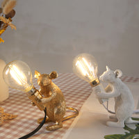 Nordic Resin Mouse Table Lamp - LED Night Light in White or Gold