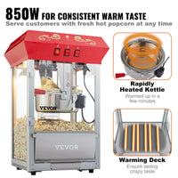 8 oz Commercial Popcorn Machine with Stainless Steel Kettle - Perfect for Home Bar & Theater