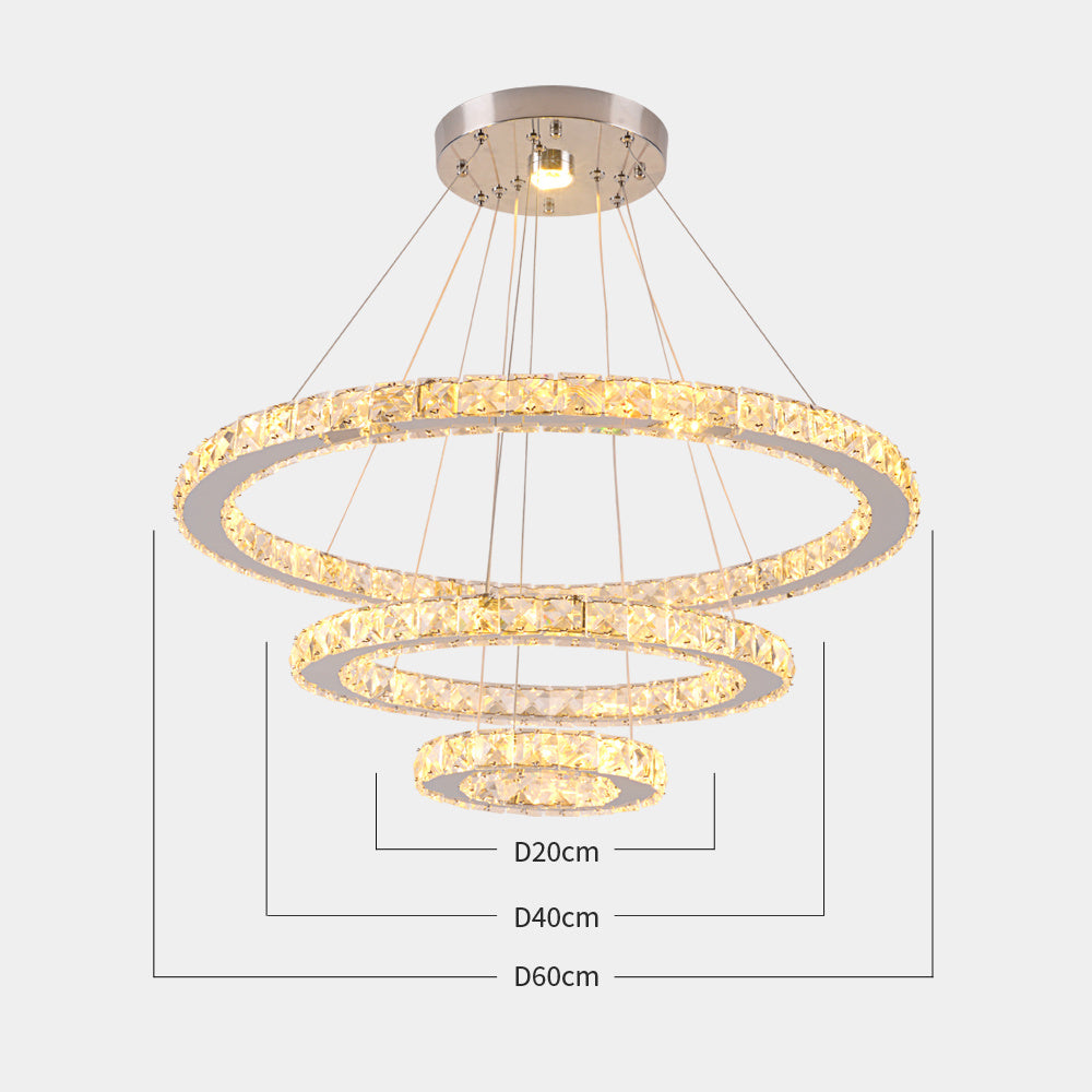 Elegant Crystal LED Pendant Light - Dimmable Modern Chandelier