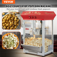 8 oz Commercial Popcorn Machine with Stainless Steel Kettle - Perfect for Home Bar & Theater