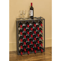 32-Bottle Free Standing Wine Rack with Black Glass Top