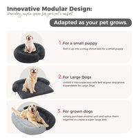 XL Modular Dog Bed for Large Breeds, Non-Slip, Machine Washable, Deep Grey