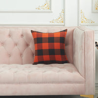 2PCS Cotton orange and black checkered pillow case, multi-size fall interior decoration, suitable for sofa, bed, autumn, Halloween