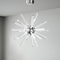 24-Light Modern LED Sputnik Chandelier - Adjustable Geometric Pendant Lighting Fixture, Mid-Century