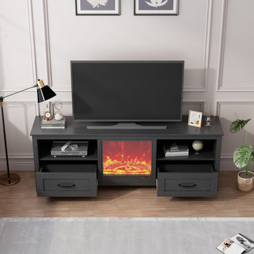 Modern Black TV Stand with Storage | Fits 60-79 Inch Screens