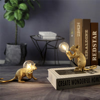 Nordic Resin Mouse Table Lamp - LED Night Light in White or Gold