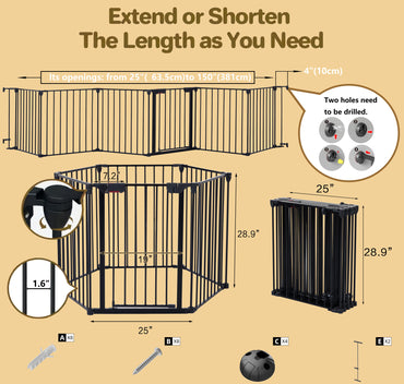 4-in-1 Configurable Metal Safety Gate with Walk-Through Door