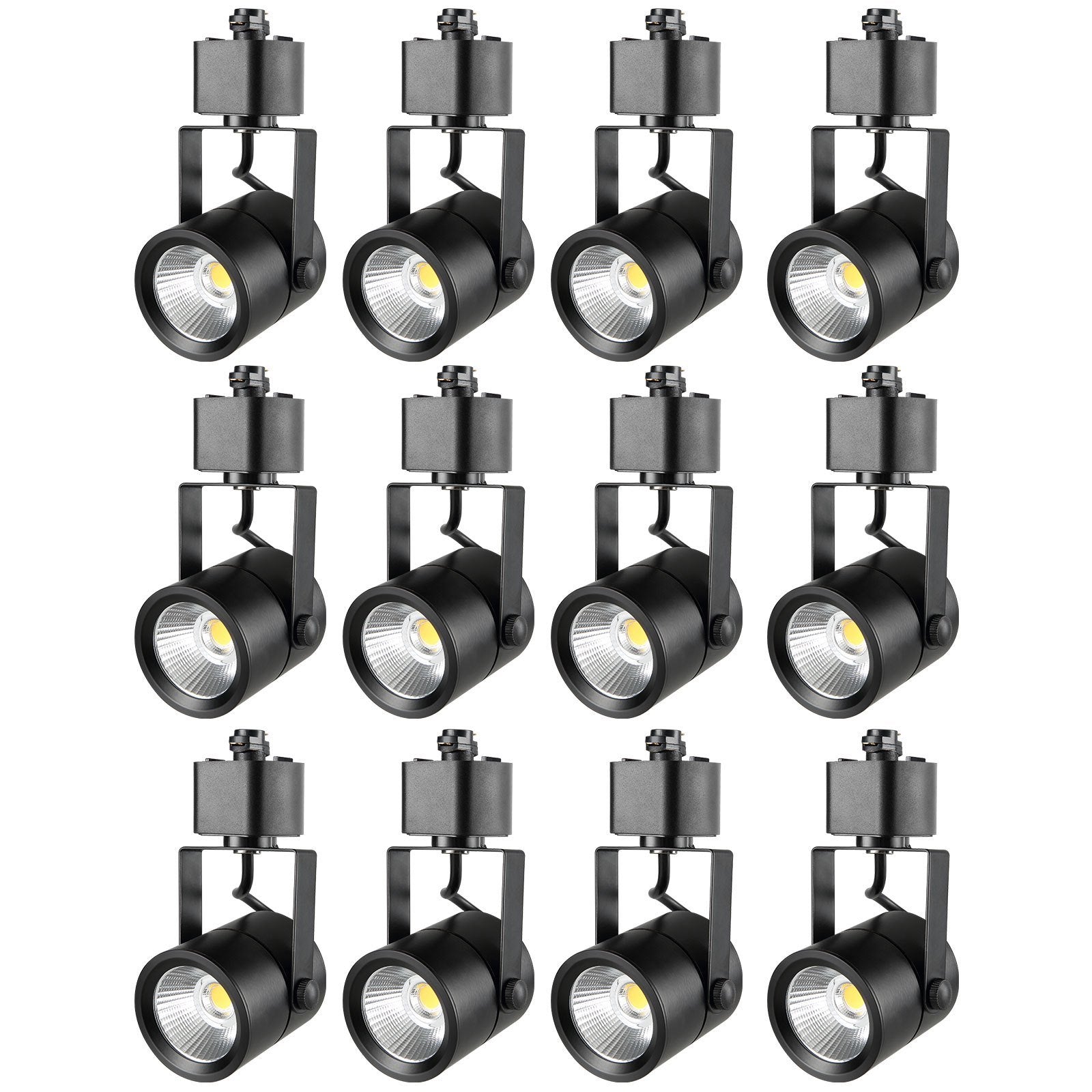 VEVOR 12-Pack LED Track Lighting Heads, 6.5W 3000K Warm White, Dimmable H-Type Track Lights, CRI85+ for True Color Rendering, Adjustable Tilt Angle