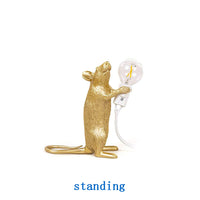 Nordic Resin Mouse Table Lamp - LED Night Light in White or Gold